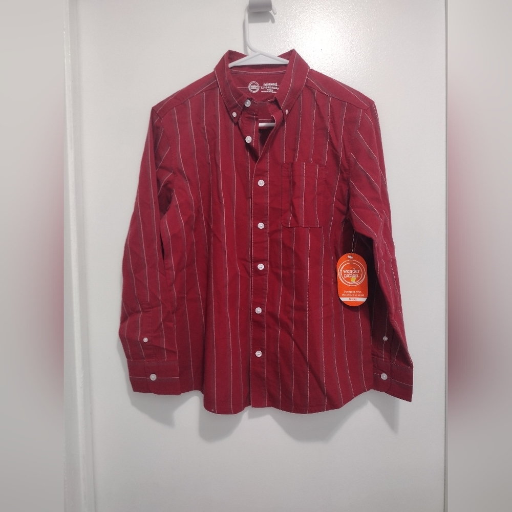 NWT Wonder Nation Long Sleeve Button Up Shirt Size L